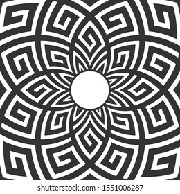 Abstract round ornamental decoration. Ancient circle frame. Antique round pattern ornament.