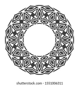Abstract round ornamental decoration. Ancient circle frame. Antique round pattern ornament.