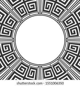 Abstract round ornamental decoration. Ancient circle frame. Antique round pattern ornament.