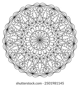 Abstract round ornamental mandala pattern. Vector design element. 