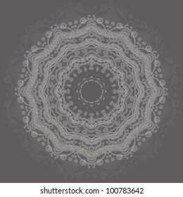 Abstract round ornamental pattern in beige and gray colors