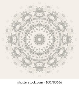 Abstract round ornamental pattern in beige and gray colors