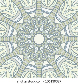 Abstract round ornamental pattern in blue and green colors