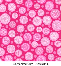 Abstract round ornaments seamless vector pattern. Good for textile fabric design, wrapping paper and website wallpapers. Vector illustration
