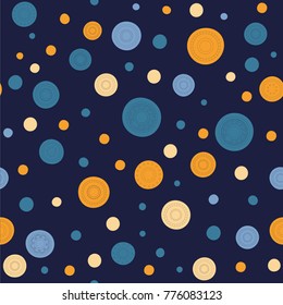 Abstract round ornaments seamless vector pattern. Good for textile fabric design, wrapping paper and website wallpapers. Vector illustration