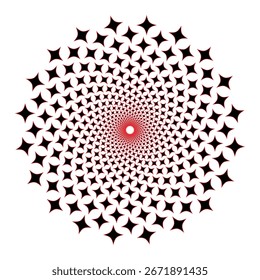 Abstract round pattern design featuring red and black crosses arranged in a circular form. Perfect for backgrounds, logos, textile prints, and modern decorative projects.