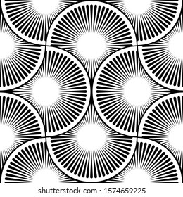 Abstract round pattern, geometric seamless background, black and white vector  illustration, halftone effect