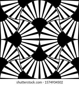 Abstract round pattern, geometric seamless background, black and white vector  illustration, halftone effect