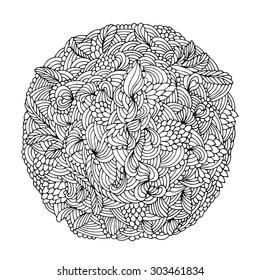 Abstract round pattern. Hand drawn doodle. Vector illustration