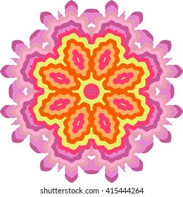 abstract round pink and yellow ornament on a white background