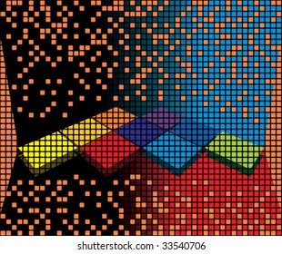 abstract round pixel points mosaic background