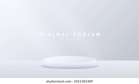 Abstraktes Rundpodium mit grauem Hintergrund und Schatten, Minimalpodium und purpurrotem Hintergrund, 3D-Podium zur Präsentation, Bühne für Showcase, Illustration 3D Vektorgrafik EPS 10