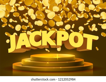 Abstract round podium illuminated with spotlight. Casino jackpot concept. Stage backdrop. Vector illustration
