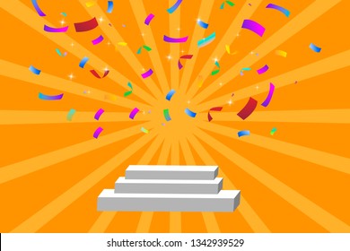 Abstract round podium illuminated with spotlight. Award ceremony concept. Stage backdrop. Vector illustration