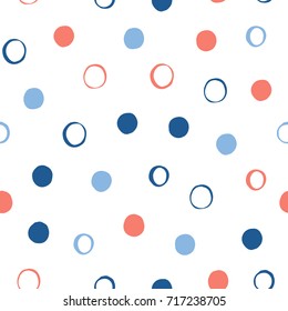 Abstract round seamless pattern background. Childish simple application geometric cover for design card, wallpaper, album, scrapbook, holiday wrapping paper, textile fabric, bag print, t shirt etc.