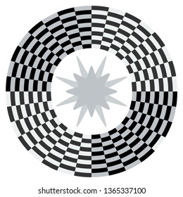 abstract round shape with checkerboard color
