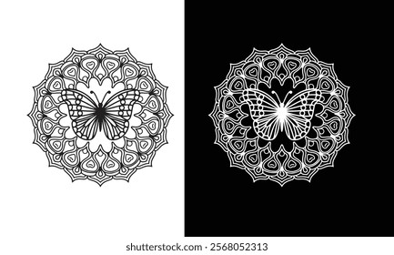Abstract Round Shape Flower Mandela Template Design