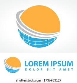 abstract round shape inspired by globe and sun, vector logo template