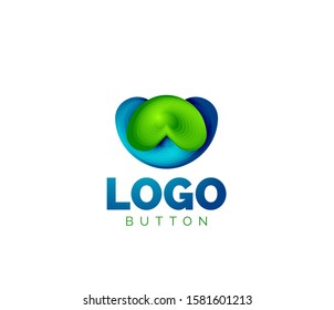 Abstract round shape logo template. Minimal geometrical design, 3d geometric bold symbol in relief style with color blend steps effect. Vector Illustration For Wallpaper, Banner, Background, Card
