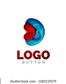 Abstract round shape logo template. Minimal geometrical design, 3d geometric bold symbol in relief style with color blend steps effect. Vector Illustration For Wallpaper, Banner, Background, Card