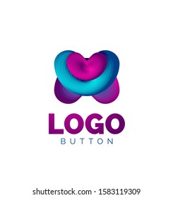 Abstract round shape logo template. Minimal geometrical design, 3d geometric bold symbol in relief style with color blend steps effect. Vector Illustration For Wallpaper, Banner, Background, Card