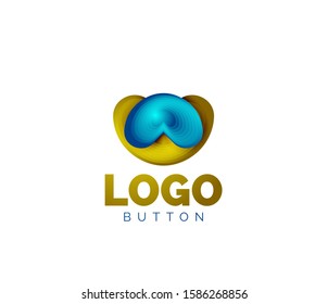 Abstract round shape logo template. Minimal geometrical design, 3d geometric bold symbol in relief style with color blend steps effect. Vector Illustration For Wallpaper, Banner, Background, Card