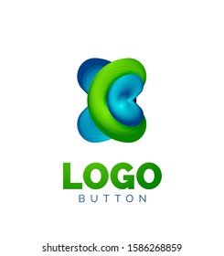Plantilla de logotipo de forma redondeada abstracta. Diseño geométrico mínimo, símbolo de negrita geométrica 3d en estilo de relieve con efecto de combinación de colores. Ilustración vectorial para papel de escritorio, pancarta, fondo, tarjeta