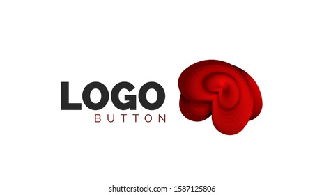 Abstract round shape logo template. Minimal geometrical design, 3d geometric bold symbol in relief style with color blend steps effect. Vector Illustration For Wallpaper, Banner, Background, Card