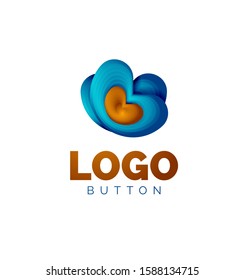 Abstrakte runde Form Logo-Vorlage. Minimales geometrisches Design, 3D-Symbol im Reliefstil mit Farbmischung Effekt. Vektorgrafik für Bildschirmhintergrund, Banner, Hintergrund, Karte