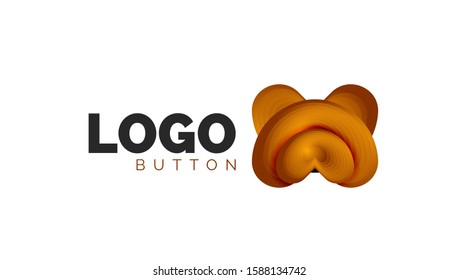 Abstract round shape logo template. Minimal geometrical design, 3d geometric bold symbol in relief style with color blend steps effect. Vector Illustration For Wallpaper, Banner, Background, Card