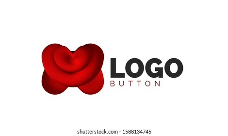 Abstract round shape logo template. Minimal geometrical design, 3d geometric bold symbol in relief style with color blend steps effect. Vector Illustration For Wallpaper, Banner, Background, Card