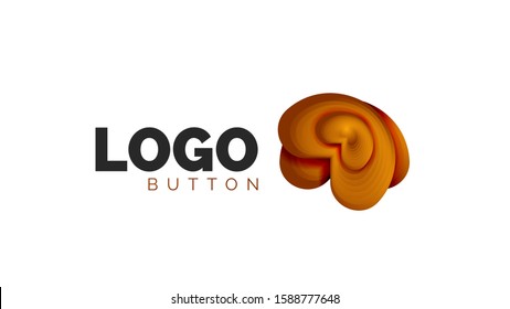 Plantilla de logotipo de forma redondeada abstracta. Diseño geométrico mínimo, símbolo de negrita geométrica 3d en estilo de relieve con efecto de combinación de colores. Ilustración vectorial para papel de escritorio, pancarta, fondo, tarjeta