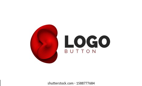 Abstract round shape logo template. Minimal geometrical design, 3d geometric bold symbol in relief style with color blend steps effect. Vector Illustration For Wallpaper, Banner, Background, Card
