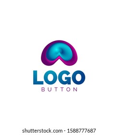 Abstract round shape logo template. Minimal geometrical design, 3d geometric bold symbol in relief style with color blend steps effect. Vector Illustration For Wallpaper, Banner, Background, Card