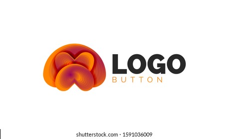 Abstract round shape logo template. Minimal geometrical design, 3d geometric bold symbol in relief style with color blend steps effect. Vector Illustration For Wallpaper, Banner, Background, Card