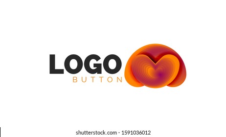 Abstract round shape logo template. Minimal geometrical design, 3d geometric bold symbol in relief style with color blend steps effect. Vector Illustration For Wallpaper, Banner, Background, Card