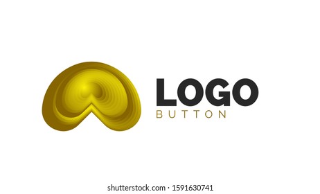 Abstract round shape logo template. Minimal geometrical design, 3d geometric bold symbol in relief style with color blend steps effect. Vector Illustration For Wallpaper, Banner, Background, Card
