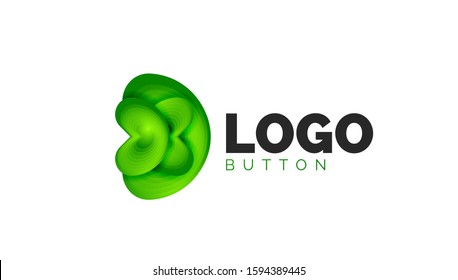 Plantilla de logotipo de forma redondeada abstracta. Diseño geométrico mínimo, símbolo de negrita geométrica 3d en estilo de relieve con efecto de combinación de colores. Ilustración vectorial para papel de escritorio, pancarta, fondo, tarjeta