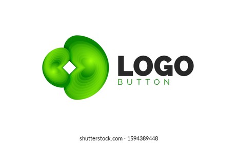 Abstract round shape logo template. Minimal geometrical design, 3d geometric bold symbol in relief style with color blend steps effect. Vector Illustration For Wallpaper, Banner, Background, Card