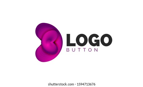 Abstract round shape logo template. Minimal geometrical design, 3d geometric bold symbol in relief style with color blend steps effect. Vector Illustration For Wallpaper, Banner, Background, Card