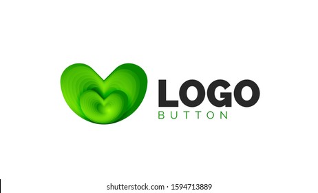 Abstract round shape logo template. Minimal geometrical design, 3d geometric bold symbol in relief style with color blend steps effect. Vector Illustration For Wallpaper, Banner, Background, Card
