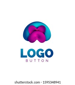 Abstract round shape logo template. Minimal geometrical design, 3d geometric bold symbol in relief style with color blend steps effect. Vector Illustration For Wallpaper, Banner, Background, Card