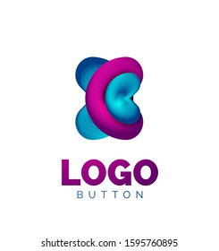 Abstract round shape logo template. Minimal geometrical design, 3d geometric bold symbol in relief style with color blend steps effect. Vector Illustration For Wallpaper, Banner, Background, Card