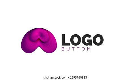 Abstract round shape logo template. Minimal geometrical design, 3d geometric bold symbol in relief style with color blend steps effect. Vector Illustration For Wallpaper, Banner, Background, Card