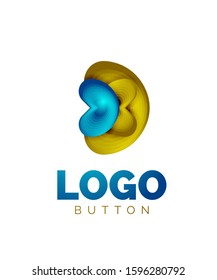 Abstract round shape logo template. Minimal geometrical design, 3d geometric bold symbol in relief style with color blend steps effect. Vector Illustration For Wallpaper, Banner, Background, Card