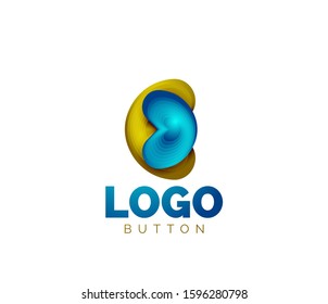Plantilla de logotipo de forma redondeada abstracta. Diseño geométrico mínimo, símbolo de negrita geométrica 3d en estilo de relieve con efecto de combinación de colores. Ilustración vectorial para papel de escritorio, pancarta, fondo, tarjeta