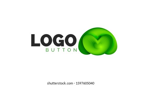 Abstract round shape logo template. Minimal geometrical design, 3d geometric bold symbol in relief style with color blend steps effect. Vector Illustration For Wallpaper, Banner, Background, Card