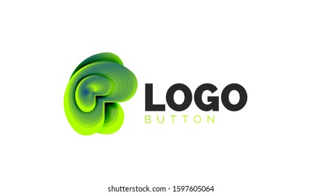 Abstract round shape logo template. Minimal geometrical design, 3d geometric bold symbol in relief style with color blend steps effect. Vector Illustration For Wallpaper, Banner, Background, Card