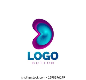 Abstract round shape logo template. Minimal geometrical design, 3d geometric bold symbol in relief style with color blend steps effect. Vector Illustration For Wallpaper, Banner, Background, Card