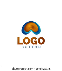Abstract round shape logo template. Minimal geometrical design, 3d geometric bold symbol in relief style with color blend steps effect. Vector Illustration For Wallpaper, Banner, Background, Card